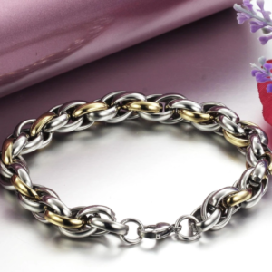 Stainless Steel. Silver and Gold Steel Rope Elegance